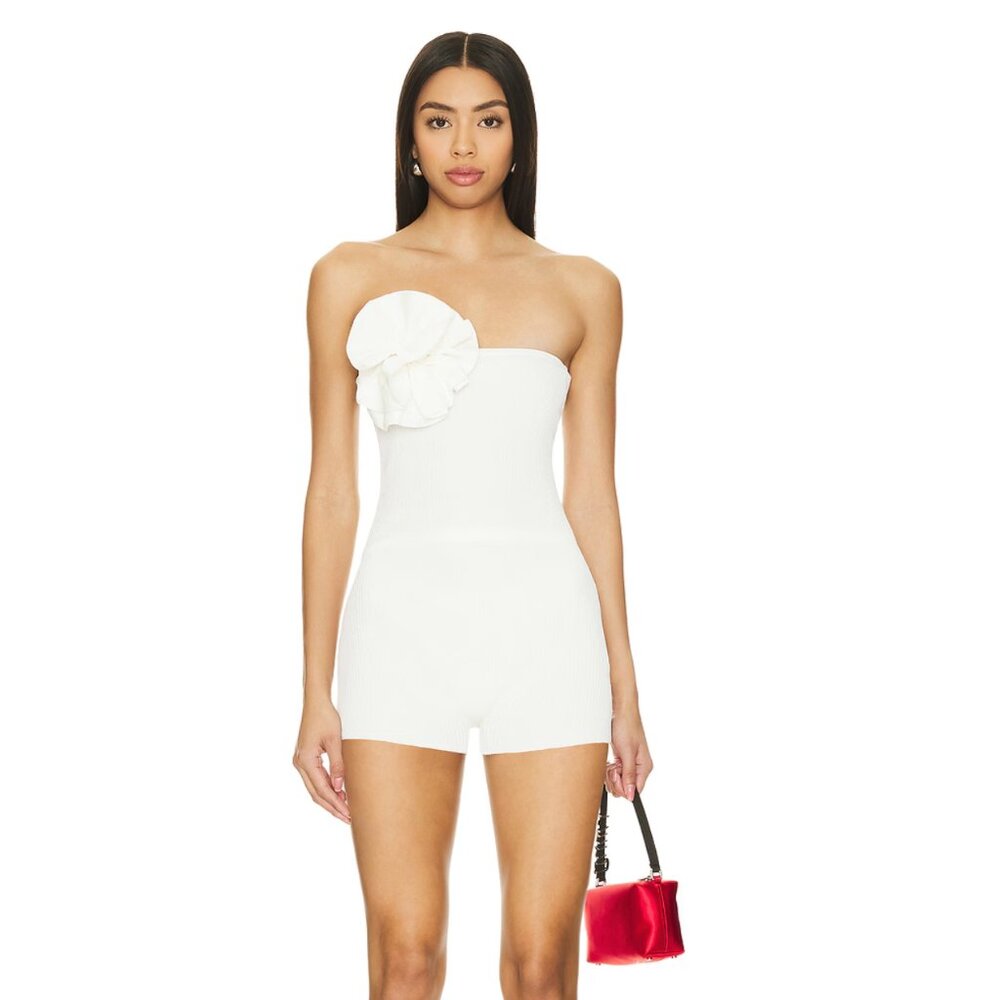NEW superdown Lucas Romper in White Strapless Playsuit Small